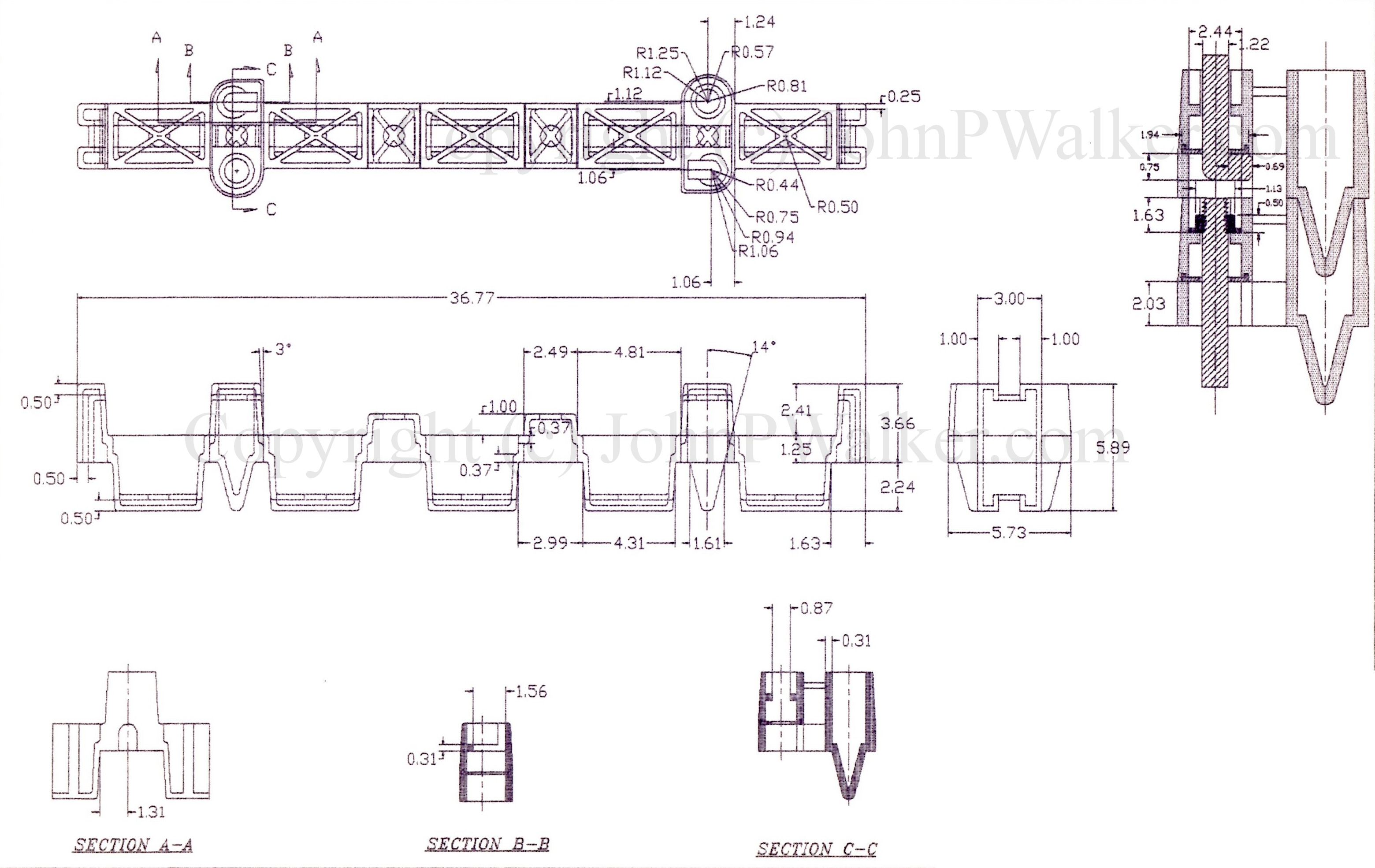 Cad Drawing of Locking Rail Dunnage - Plan View